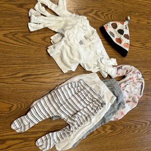 Baby gender neutral lot newborn & 3 month (NB, 0-3m) -Honest organic cotton etc